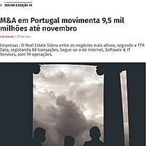 M&A em Portugal movimenta 9,5 mil milhes at novembro